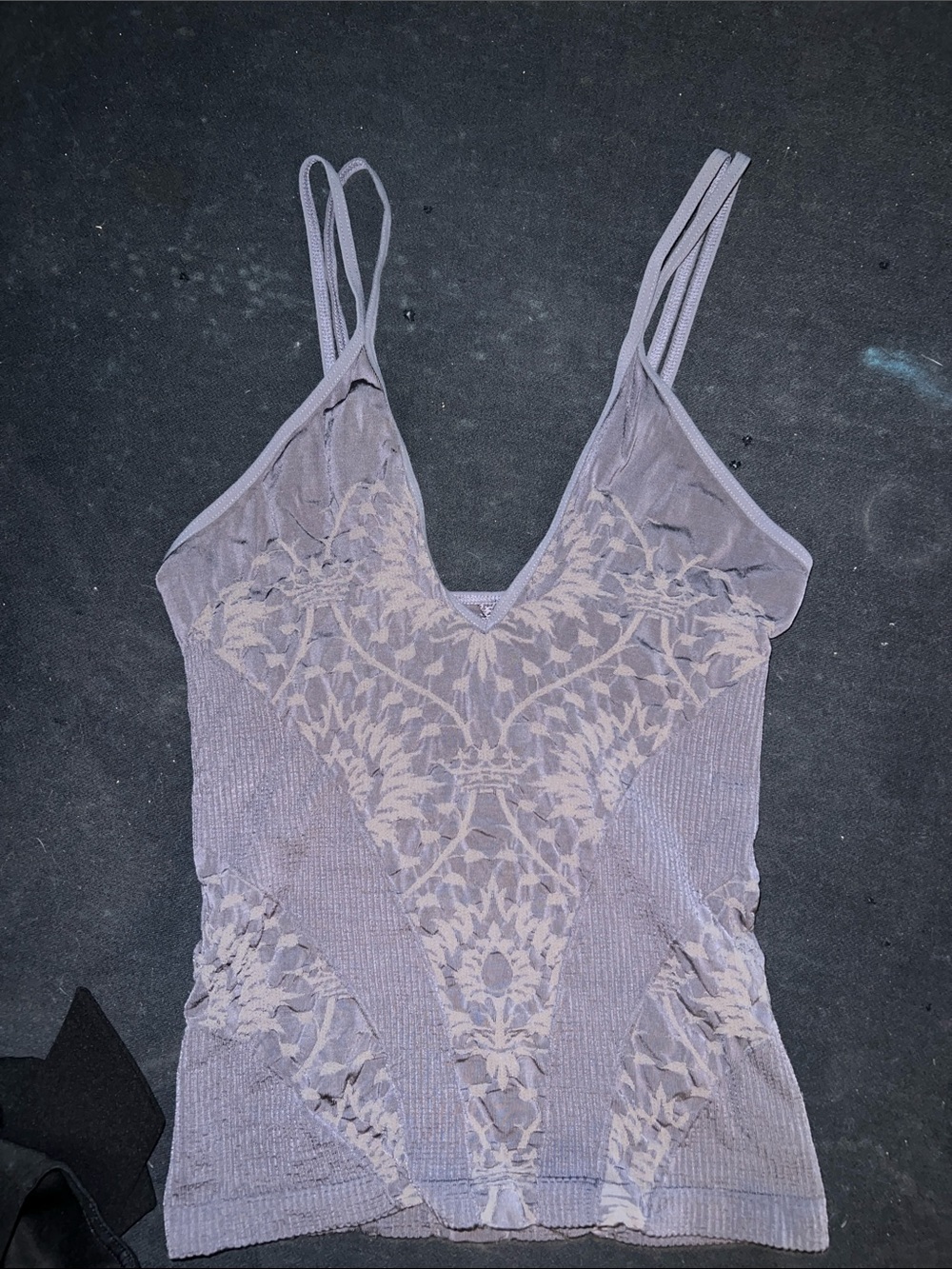Free People Black Embroidered Mesh Camisole